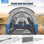 5.5-6.7ft Pickup Truck Bed Tent with Awining,Blue