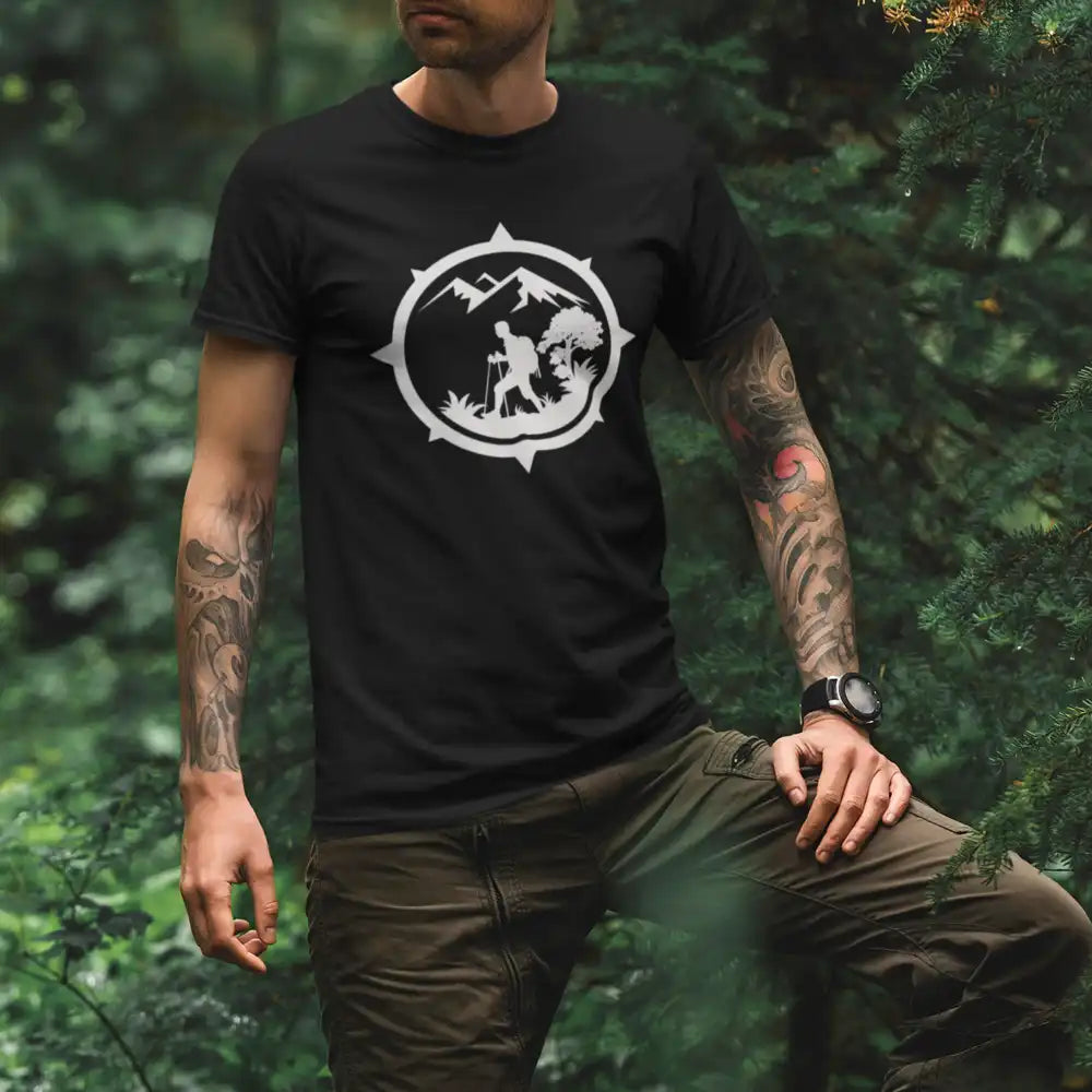 Hiking Mountain Compass Graphic Tee